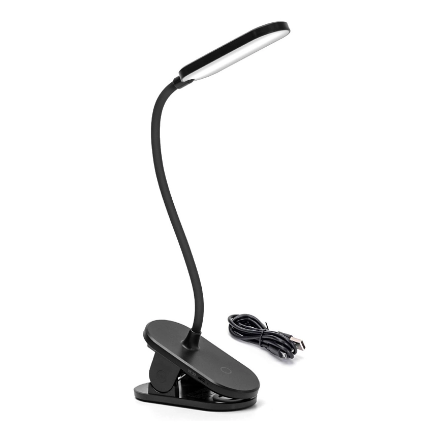 Aigostar – LED Ljusreglerad uppladdningsbar bordslampa med klämma LED/2,5W/5V svart